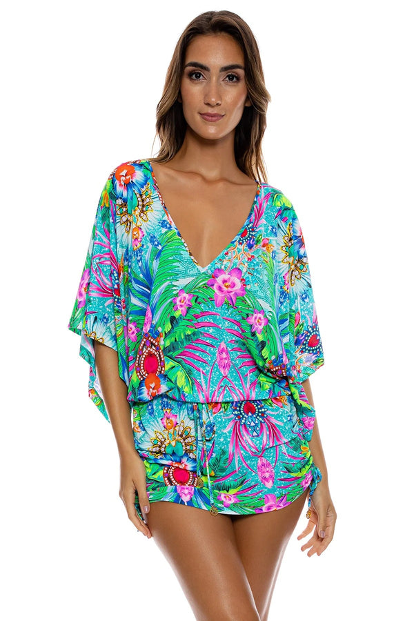 Luli Fama Hidden Gems Cabana V Neck Dress
